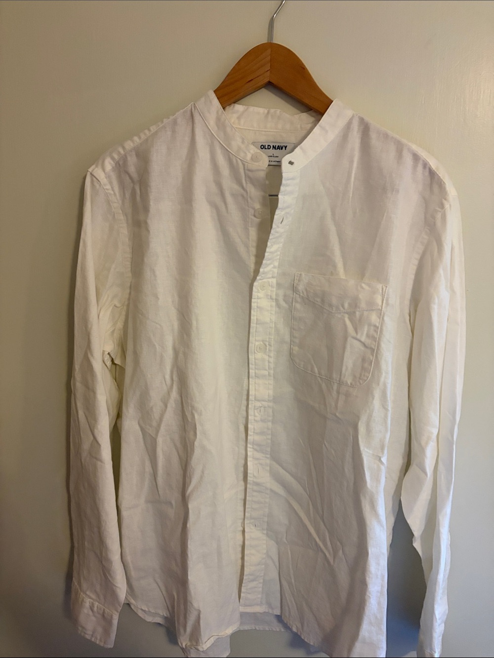 Old Navy White Band-Collar Casual Shirt - Picture 3 of 5